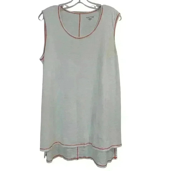 EILEEN FISHER WHITE ORGANIC COTTON HIGH LOW HEM LINE TANK TOP SIZE M - Picture 1 of 8